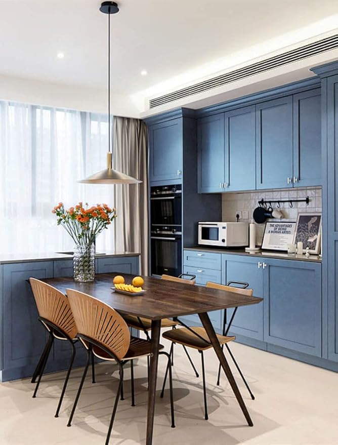 Dimoon 236''x17.7'' Blue Peel and Stick Wallpaper Contact Paper Modern Self Adhesive Wall Paper Removable Renter Friendly Textured Solid Color Shelf Cabinet Vinyl Roll (236''x17.7'',Blue Grey)