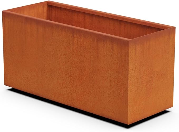 Corten Steel Planter Rectangle Outdoor Metal Garden Box Heavy Duty | Made in USA | Fully Assembled