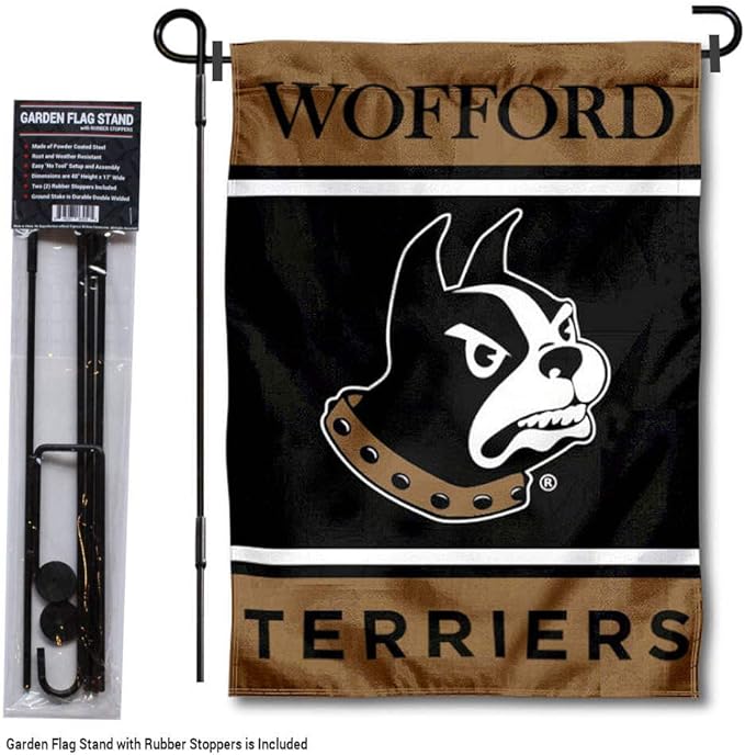 College Flags & Banners Co. Wofford Terriers Garden Flag with Stand Holder