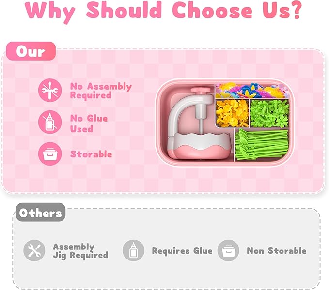 Deesry Craft Kits for Kids Ages 4-8, DIY Arts and Christmas Crafts for Kids, Fabric Flower Bouquets Toys with Storable Box, Flower Making Toy, Birthday Gifts for 4 5 6 7 8 Years Toddler Girl Toys