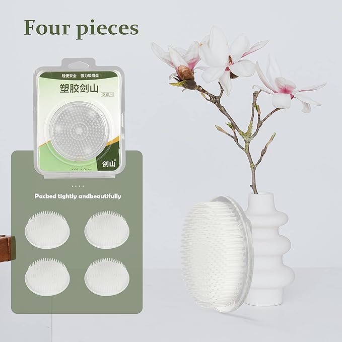 Calsoling 4 Pieces Flower Frog Transparent Flower Arrangement Holder, Round Pin Flower Holder Floral Arranging Frog with 3 Suction Cup from Japanese Ikebana Art for Home Plant Decoration DIY Craft