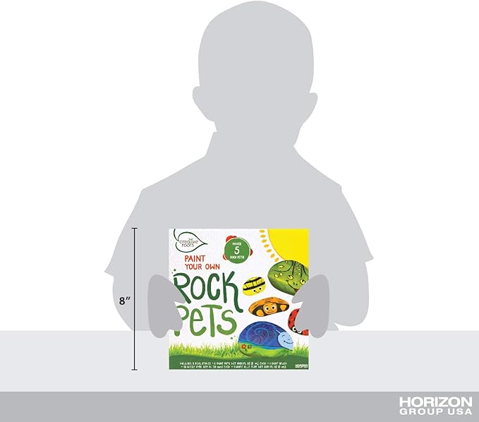 Creative Roots Paint Your Own Rock Pets by Horizon Group USA, 6 Colors, Paint Brush, Wiggly Eyes and Glue Included, Multicolor