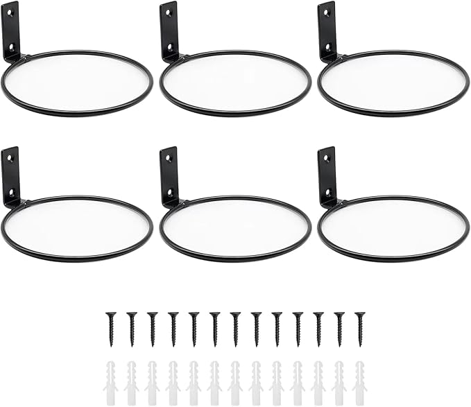 6 Pack 4 Inch Wall Flower Pot Holder Ring Plant Hanger, Metal Planter Hooks Wall Mounted Bracket Heavy Duty for Outdoor Indoor