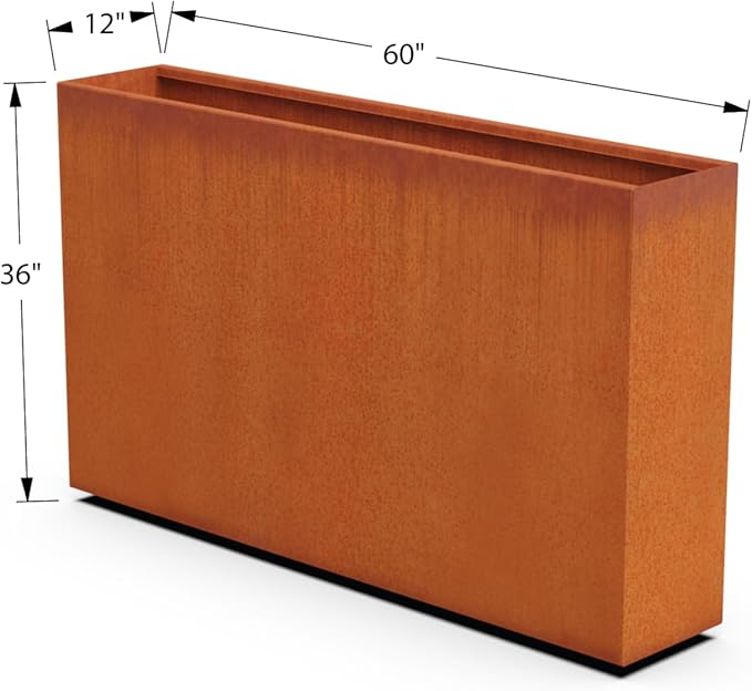 Corten Steel Planter Rectangle Outdoor Metal Garden Box Heavy Duty | Made in USA | Fully Assembled