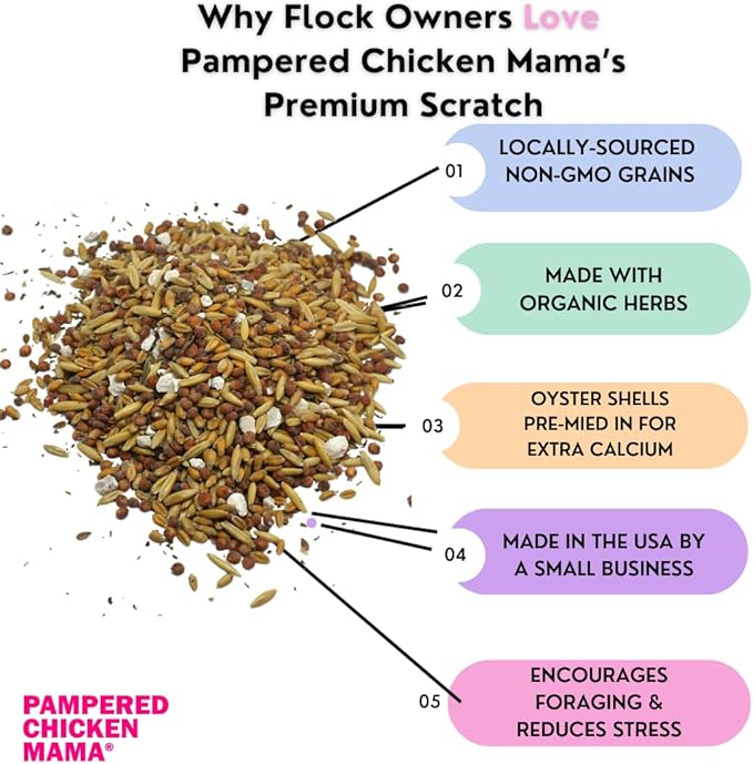 Pampered Chicken Mama Chick Feed - Premium Chicken Scratch Treat - High Protein & Calcium Grower Feed for Laying Hens (10 lbs)