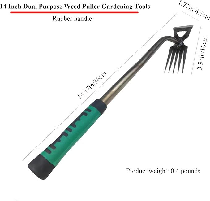Gardening Hand Weeder Tools, New Weeding Artifact Uprooting Weeding Tool with Handle, 5 Teethes Durable Manganese Steel Weed Puller Tool for Vegetable Gardening Backyard Farm Planting & Weeding