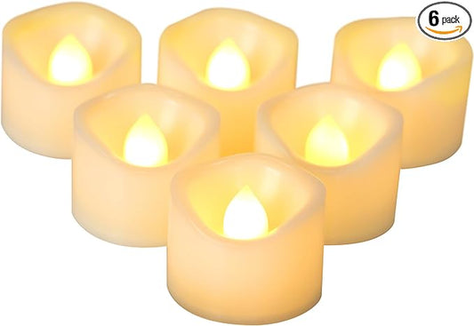 CANDLE CHOICE Battery Operated Flameless Tea Lights Small Bright Flickering LED Electric Fake Votive Tealight Candles Halloween Pumpkin Lights Wedding Christmas Decorations Table Centerpieces 6 PCS