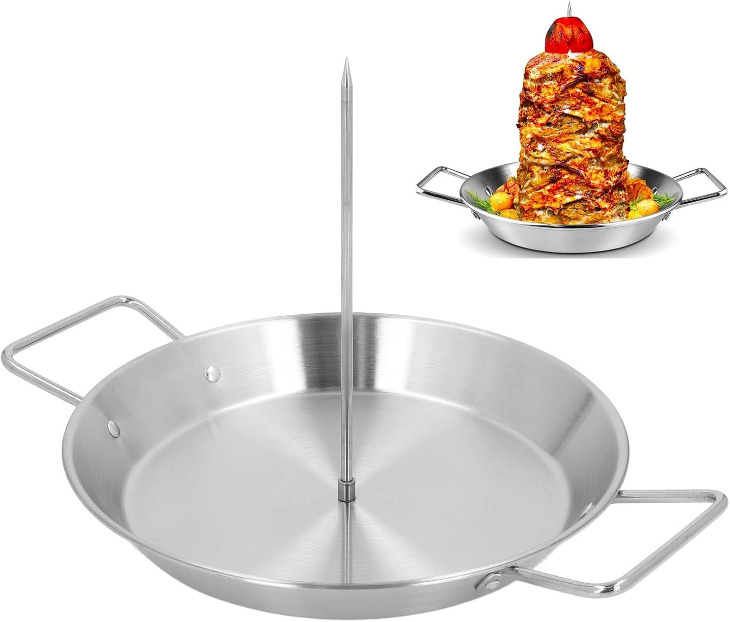 Al Pastor Skewer for Grill, Stainless Steel Vertical Skewer with 8 10 12in Removable Spikes, Spit Stand for Grill Smoker, Oven BBQ