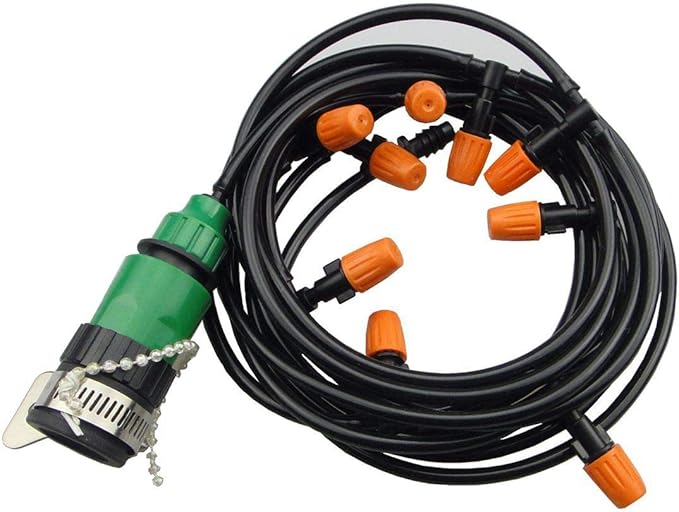 Drip Irrigation kit Plant Watering System Gravity Fed Irrigation Water Drip Setfor Garden Greenhouse Yard Lawn Home or Vacation Use 10M 4/7" Tube 20 Nozzles