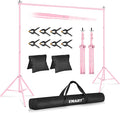 EMART Backdrop Stand 10x7ft(WxH) Photo Studio Adjustable Background Stand Support kit with 2 Crossbars, 8 Clamps, 2 Sandbags and Carry Bag for Parties, Events Decoration, Wedding, Photography -Pink
