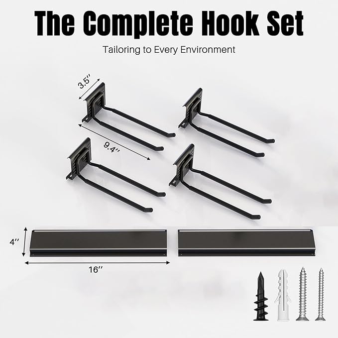 Garage Garden Tool Organizer Wall Mount, Heavy Duty Garage Tool Storage Rack 32 Inches, Max Load 220lb - Shovel, Rake, Folding Chair, Weed Eater Storage