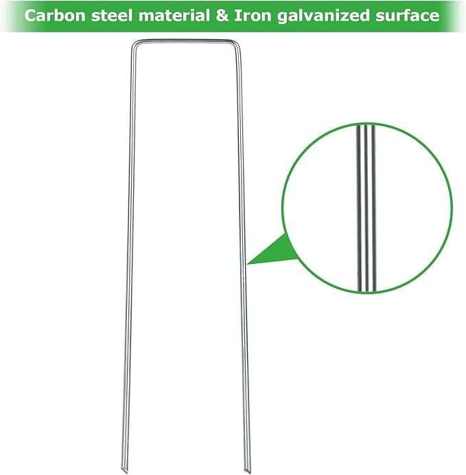 DAJAVE 200 Pack Landscape Staples 6 Inch, 11 Gauge Stakes Galvanized Garden Stakes, U-Shaped Garden Ground Stakes for Landscaping Barrier Fabric Irrigation Hoses Fixed Fences and Tents