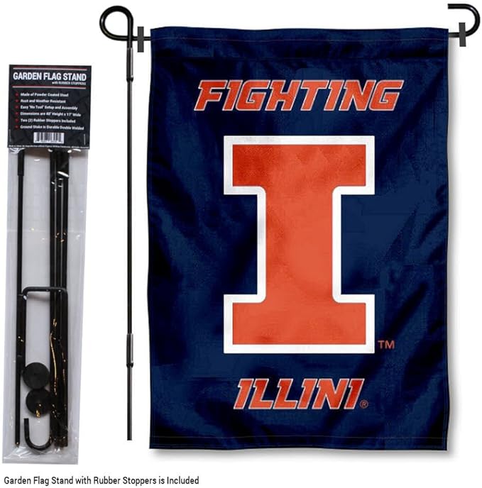 College Flags & Banners Co. Illinois Fighting Illini Garden Flag with Stand Holder