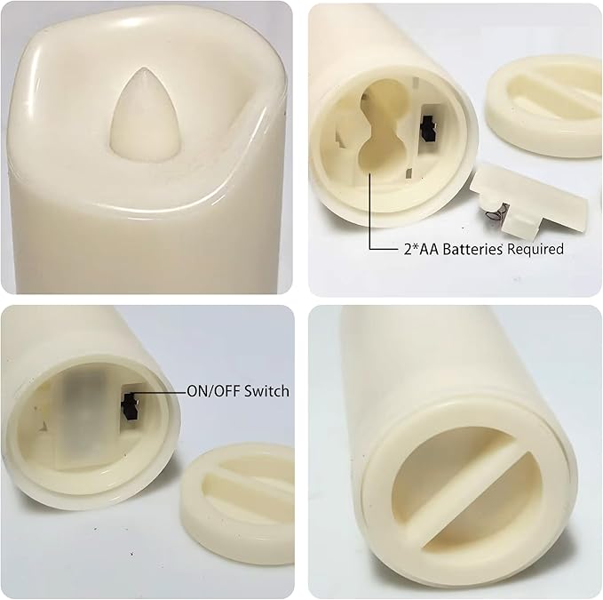 CANDLE CHOICE Waterproof Outdoor Battery Operated Flameless Candles with Auto Timer Flickering Plastic Resin Electric LED Slim Pillar Lights for Lantern Patio Garden Wedding Decorations 2”x7” 2 Pack