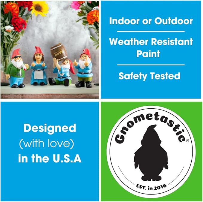 Gnometastic Mini Gnomes - Smoking Gnome, 3.5 inch Hippie Gnome for Fairy Garden, Indoor Outdoor Funny Garden Gnomes Decoration for Yard, Planter, Lawn Ornament, Patio and Home Decor