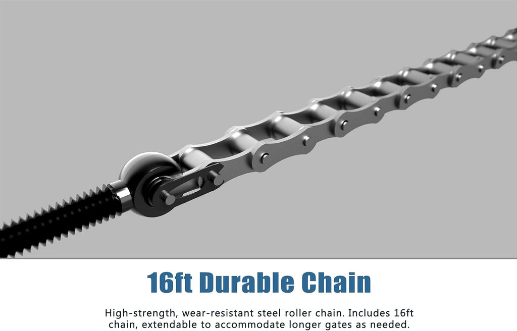 Blütezeit 1100lb Sliding Gate Opener with 40ft Visible Red Beam Photoelectric Sensor | Chain Drive Motor with 2 Remotes, 16.4ft Chains & Reflector Switch