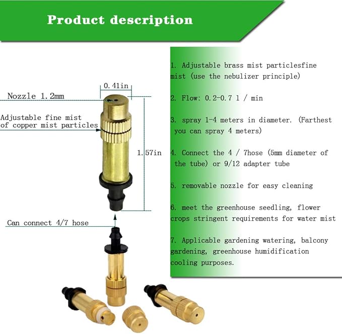 Adjustable Copper Atomizing Nozzle, Drip Irrigation Sprayer, Micro Nozzle Garden Cooling Irrigation Equipment (25 pcs)(Black+Gold)