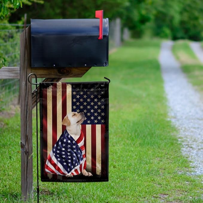 FLAGWIX Yellow Labrador Retriever Flag, Outdoor Labrador Decorations - 4th of July Decorations Outdoor, Garden Flag (11.5" x 17.5") - Heavy-duty Canvas American with Labrador Flag, Dog Garden Decor