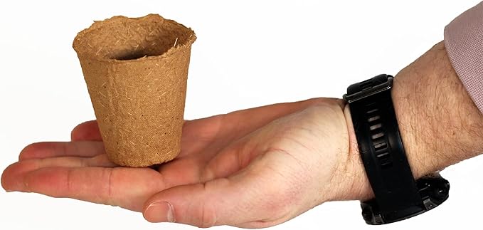 Daniel's Plants 2" Naked Pots | Small Natural Plantable Pots for Herbs Vegetables Tomato Seedlings | OMRI-Listed Biodegradable Pots for Seedlings | Earth Friendly - Peat Free | 24 Pack 2 Inch Round