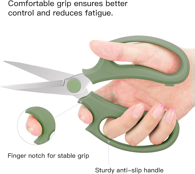 Flower Scissors, Strong Floral Shears,3PCS Premium Steel Garden Pruning Shears Floral Fruits Leaf Scissors Hand Pruner Snip Trimming Tool for Gardening Flower Arrangement, Green