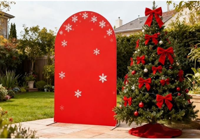 6FT Red Arch Cover, 6FT Red Arch Backdrop Cover for Wedding Party Birthday Decor, Christmas Arch Cover Backdrop Covers for Festival Decoration