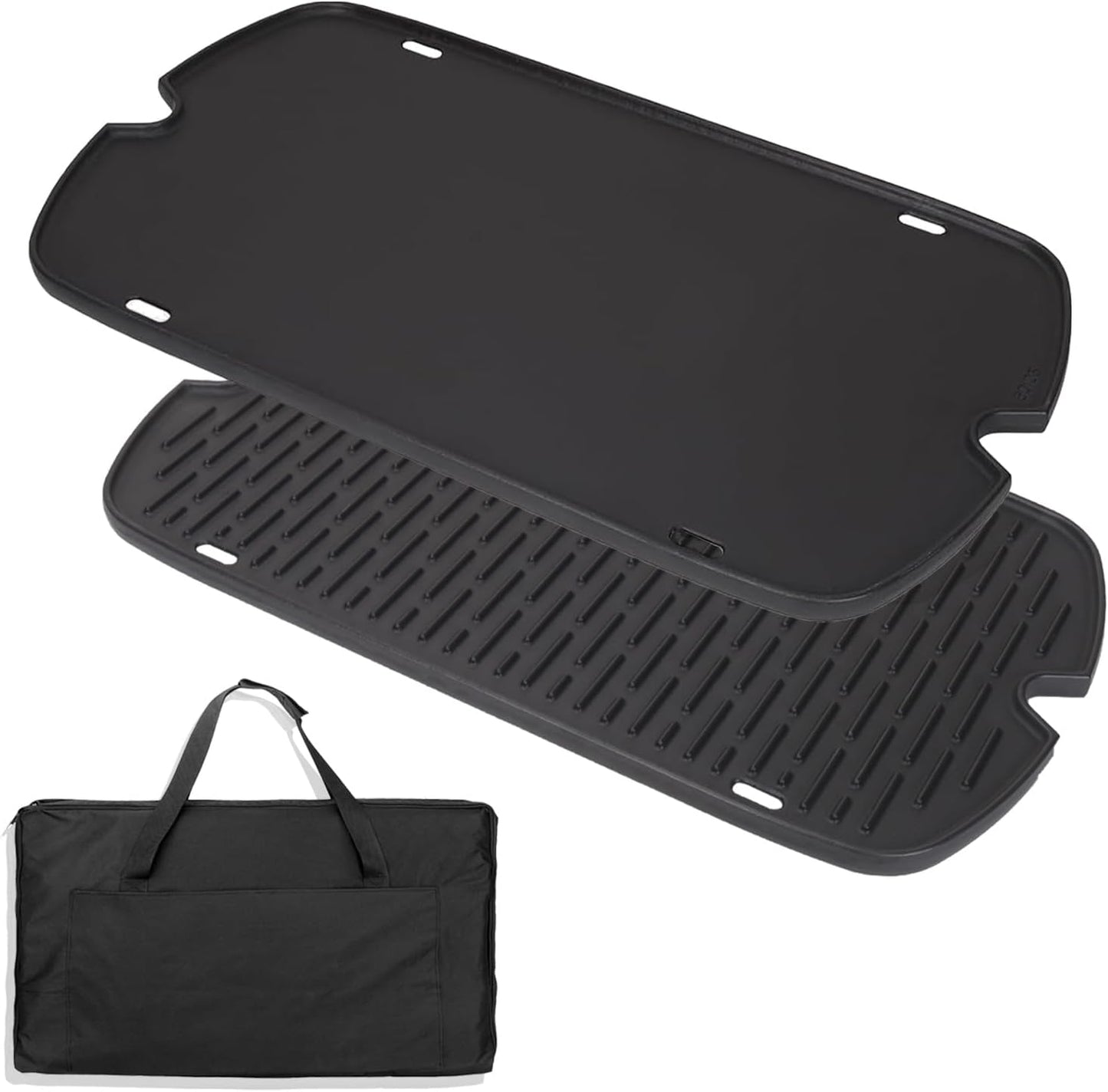 Griddle for Weber Traveler Grill 9010001 9020001 9030001, 7034 Cast Iron Griddle Insert Replacement Parts for Weber Traveler 9013001 9011701 Flat Top Griddle Accessories with Carry Bag