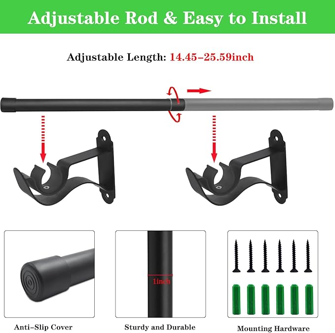 DOUBFIVSY Hanging Planters for Indoor Plants Plant Hanger, Adjustable Hanging Window Planter Hanging Wall Planter for Garden, 25in Plant Shelves Metal Holder Rod with Pots (Black)