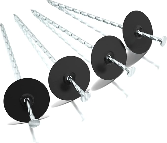 50 Pack Landscape Stakes with Gasket Caps - 6.3 Inch Heavy-Duty Galvanized Steel Garden Spikes are Used to Fixing Weed Barrier, Artificial Lawn, Patio Rug, Etc