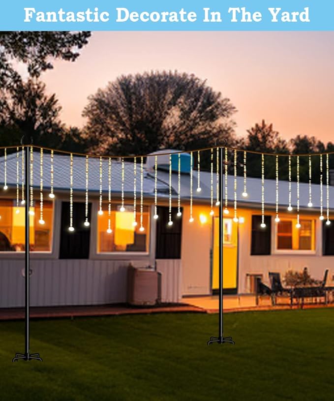 String Light Pole Stand for Outdoor String Lights Hanging, Use for Backyard, Garden, Patio, Party, Festival, Wedding, Picnic, 10FT, Matte, 1 Pole