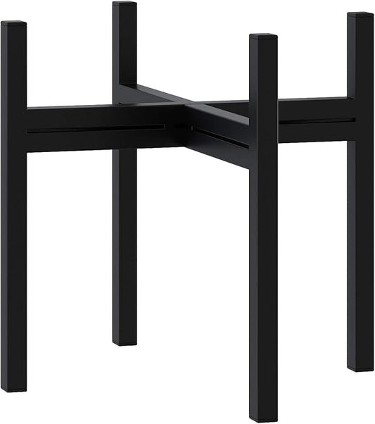 FaithLand Mid Century Plant Stand Indoor Outdoor (EXCLUDING 8" Plant Pot), Metal Planter Stand, Potted Plant Holder, Black, Hold Up to 8 Inch Planter - Upgraded Design