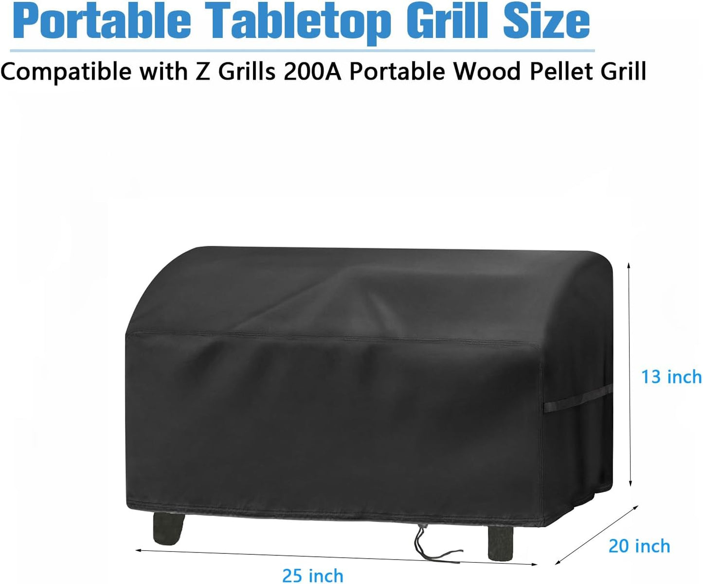 Grill Cover for Z Grills Cruiser 200a Portable Pellet Grill,Waterproof Small Tabletop BBQ Grill Covers - 25 x 20 x 13 Inch