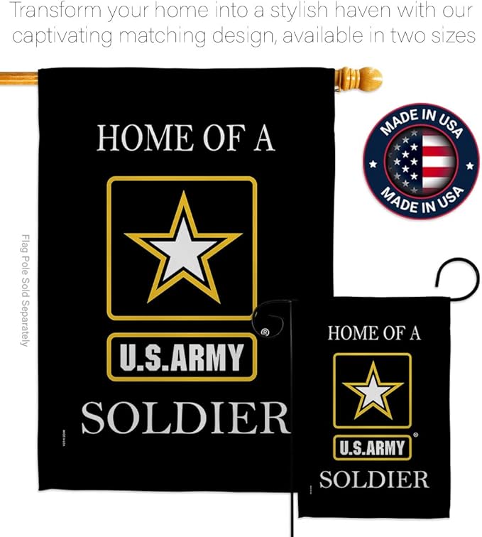 Army Soldier Dorm Decor Banner Wall Art Flag Pole Patio Lawn Garden Room Decorations Indoor Outdoor Tapestry Yard Signs Armed Forces American Military Veteran Retire Official Made In USA