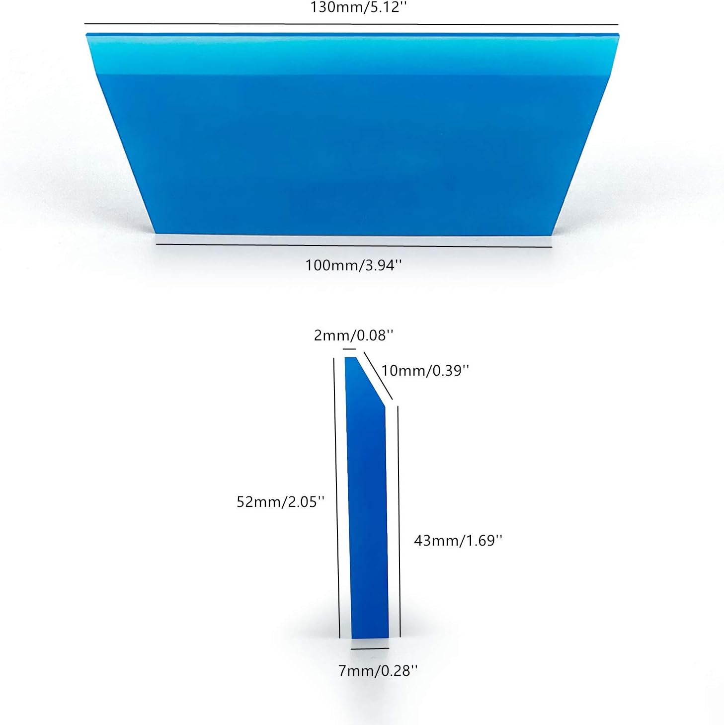 CARTINTS 2pack Squeegee Blade Replacement Mini Squeegee, 5.1x 2 inch, for Cleaning Glass, Shower Door and Car Windows and Screen Printing,Blue