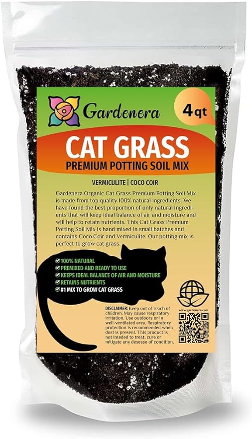 Cat Grass Planting Mix - Cultivate Nutritious Grass for Your Beloved Kitty - 4 QUARTS