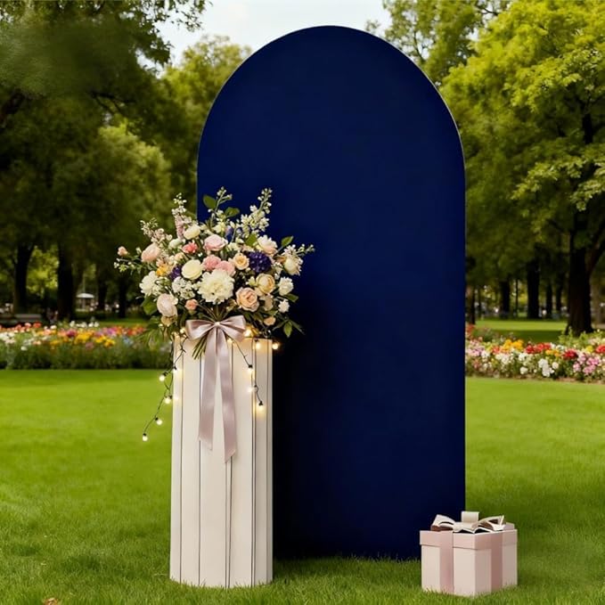 6.6 FT Arch Backdrop Cover, JFDYDM Navy Blue Wedding Arch Cover 6.6 FT, Dark Blue Chiara Backdrop Covers for Party Baby Shower Birthday