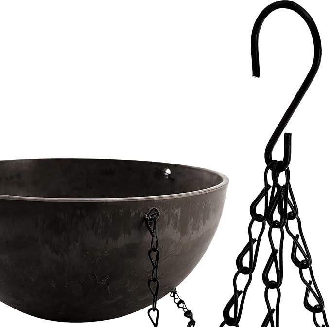 DEAYOU 2 Pack Resin Hanging Planters for Indoor Plants, 10" Hanging Flower Pots with Drainage Holes, Hanging Baskets with Chain and Hook for Garden, Outdoor, Balcony Decor (Marble Pattern)