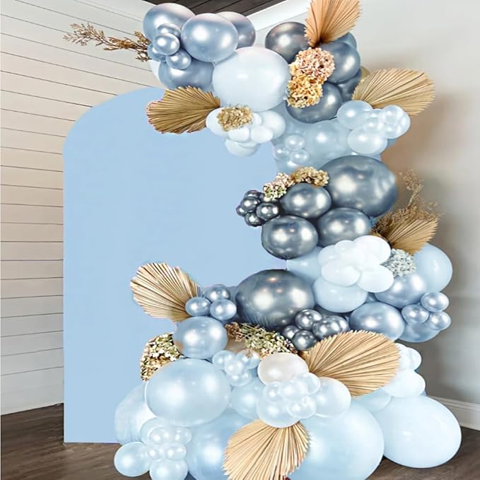 6.6 FT Arch Backdrop Cover, JFDYDM Baby Blue Wedding Arch Cover 6.6 FT, Baby Blue Chiara Backdrop Covers for Party Baby Shower Birthday