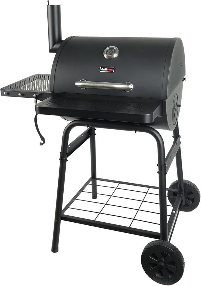 Grill Boss 23 Inch Charcoal Barrel Grill with Adjustable Grate, Large Cooking Area, Black
