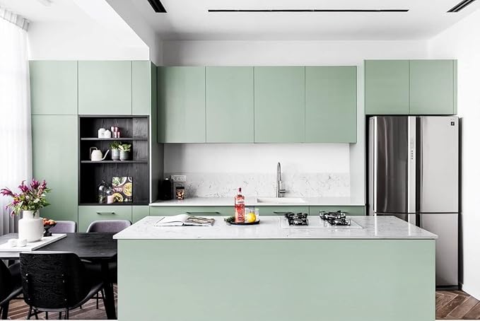 Dimoon 236''x17.7'' Green Peel and Stick Wallpaper Contact Paper Modern Self Adhesive Wall Paper Removable Renter Friendly Textured Solid Color Shelf Cabinet Vinyl Roll (236''x17.7'',Palegreen)