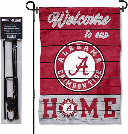 College Flags & Banners Co. Alabama Crimson Tide Welcome to Our Home Garden Flag with Stand Holder