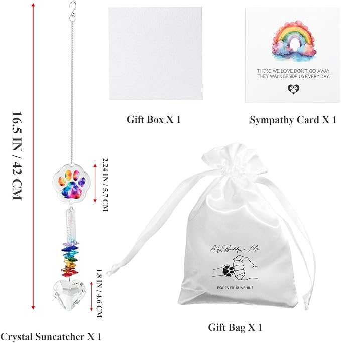Dog Memorial Suncatcher - Pet Loss Sympathy Gift, Loss of Dog Sympathy Gift, Cat Memorial Gifts for Loss of Cat, Dog Bereavement Gift