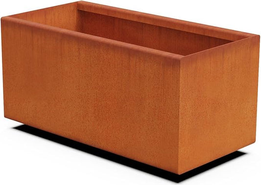 Corten Steel Planter Rectangle Outdoor Metal Garden Box Heavy Duty | Made in USA | Fully Assembled