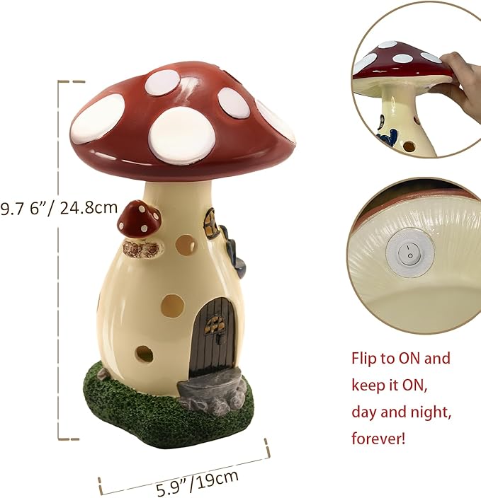 Fairy Houses for Outside - Solar Light Garden Decor, Solar Garden Decor, Waterproof Yard Mushroom Ornaments for Patio Lawn, Christmas, Birthdays, Unique Gift Ideas for Gardening Mom & Grandma