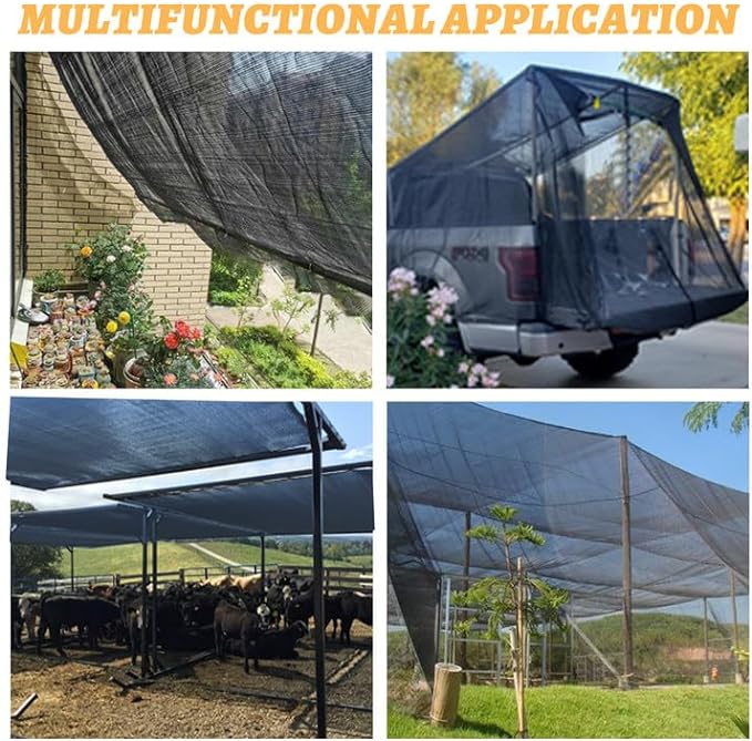 Cool Area 55% 6.5x10ft Sunblock Shade Cloth Cover Mesh UV Resistant Net for Garden Flower Plant Greenhouse, Black