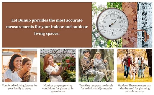 4-Inch Copper Outdoor Thermometer - Analog Temperature Gauge for Patio, Greenhouse and Garage. Decorative, Weather-Resistant, Solid Brass Swivel Design (4inch Thermo&Hygrometer)