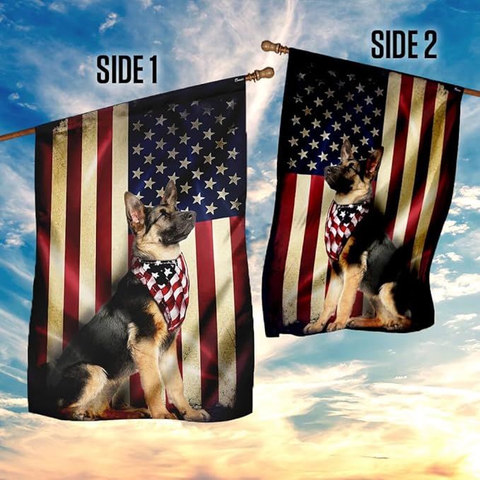 FLAGWIX German Shepherd Dogs Double Sided Flag - Patriot American Dog Flags - Decorations For Home, Outside, Patriotic House Flag 30x40 Heavy Duty Canvas, Decorative Indoor Outdoor Flag