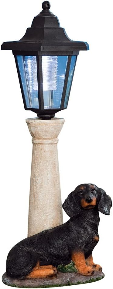 Bits and Pieces - Solar Dog Lantern-Solar Powered Garden Lantern - Resin Dog Sculpture with LED Light (Dachshund)