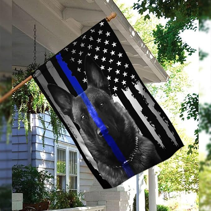 Flags-Belgian Malinois. Police Dog. K9 Flag THB2142F, Garden Flag (11.5" x 17.5")-USA House Garden Flags Premium Polyester-Decorative Outdoor Flags