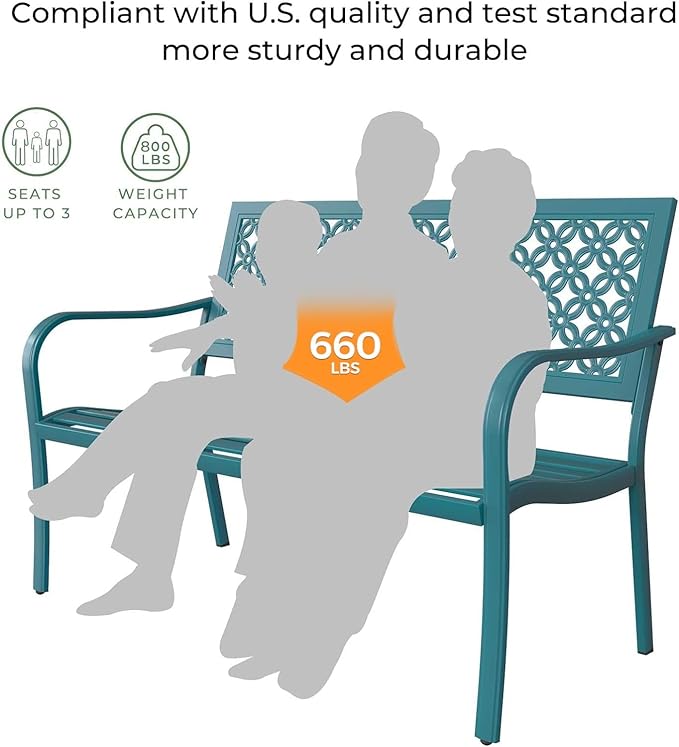 Grand patio 50" Outdoor Bench Garden Bench with Armrests Bench for Outdoors Lawn Yard Porch Lake Shore