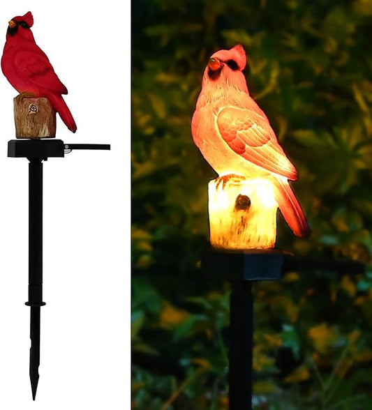 Cardinal Garden Decor Red Bird Figurine Memorial Solar Light Outdoor Stake Patio Yard Art Lawn Ornaments Porch Cute Christmas Decorations Outside Mom Grandma Women